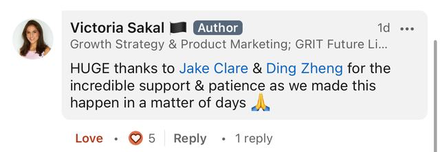 LinkedIn comment from Victoria Sakal