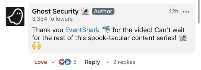LinkedIn comment from Ghost Security